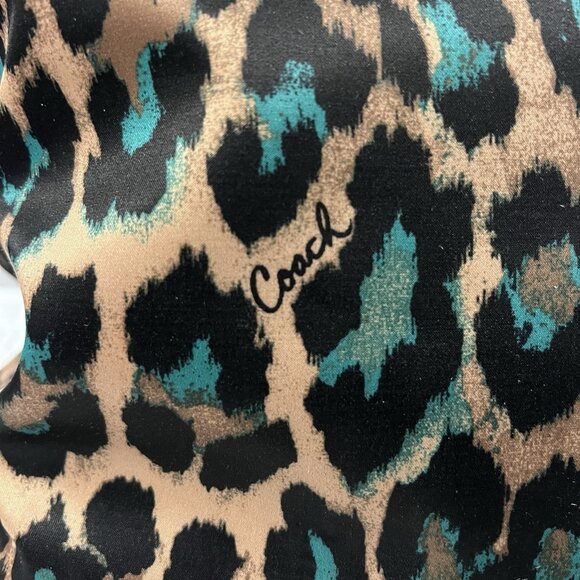 Coach Ocelot Print Tote Teal F25282 Black Teal Brown Shoulder Handbag w Hangtags - Picture 5 of 14